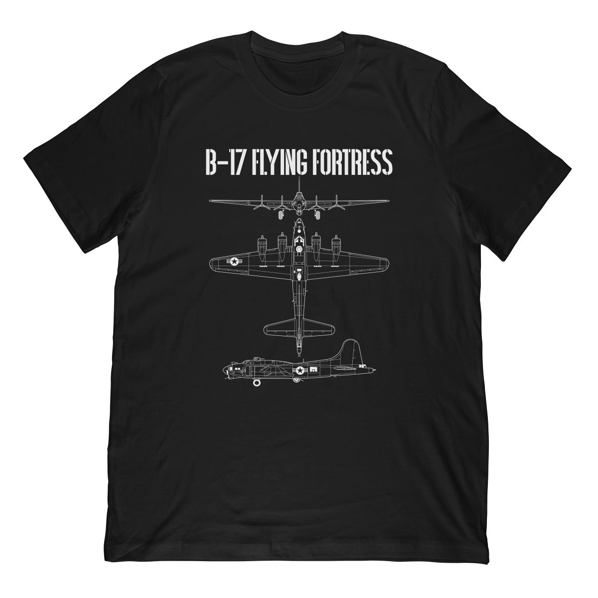 WW2 B-17 Flying Fortress Schematic In White