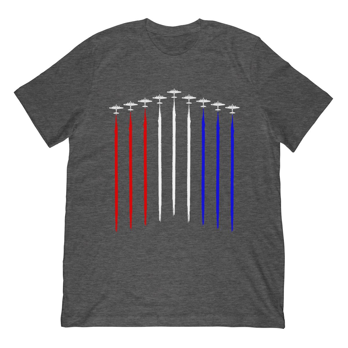 WW2 B-17 Flying Fortress Airplane Squadron Red White & Blue Contrails